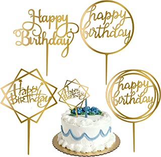 Gold Happy Birthday Cake Topper